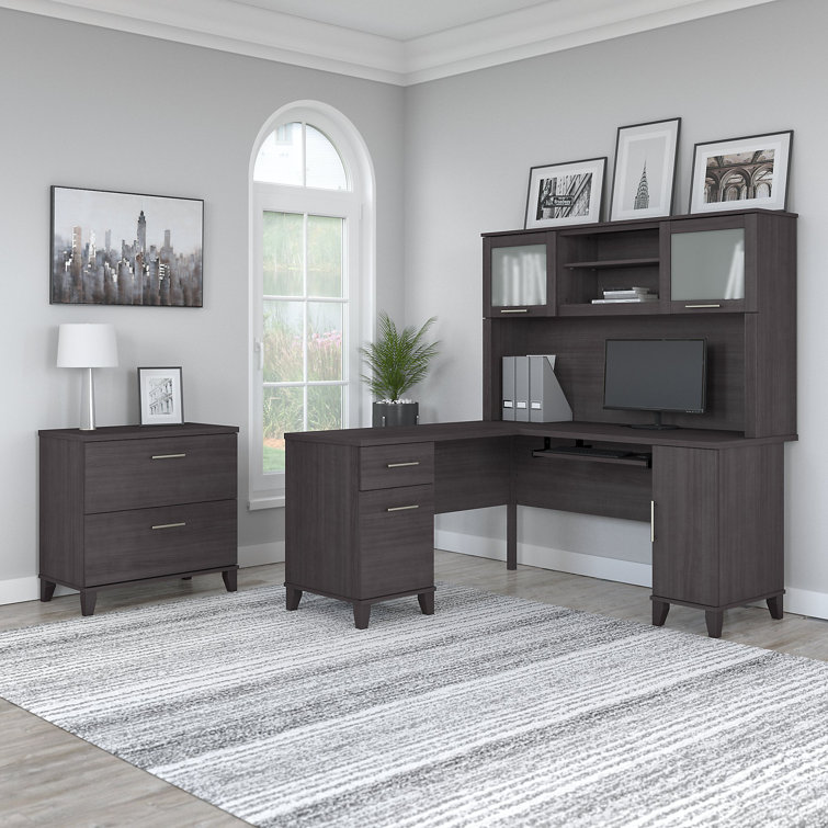 L shaped desk with deals hutch wayfair